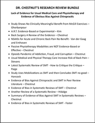 Lack of Evidence for Usual Medical Care and Physiotherapy and Evidence of Obvious Bias Against Chiropractic