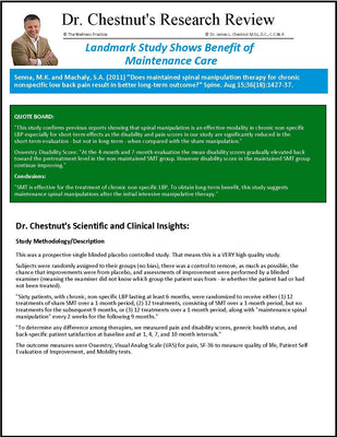 Landmark Study Shows Benefit of Chiropractic Maintenance Care - Senna and Machaly